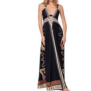 NEW OLA AZUL lilly tribal dress in black